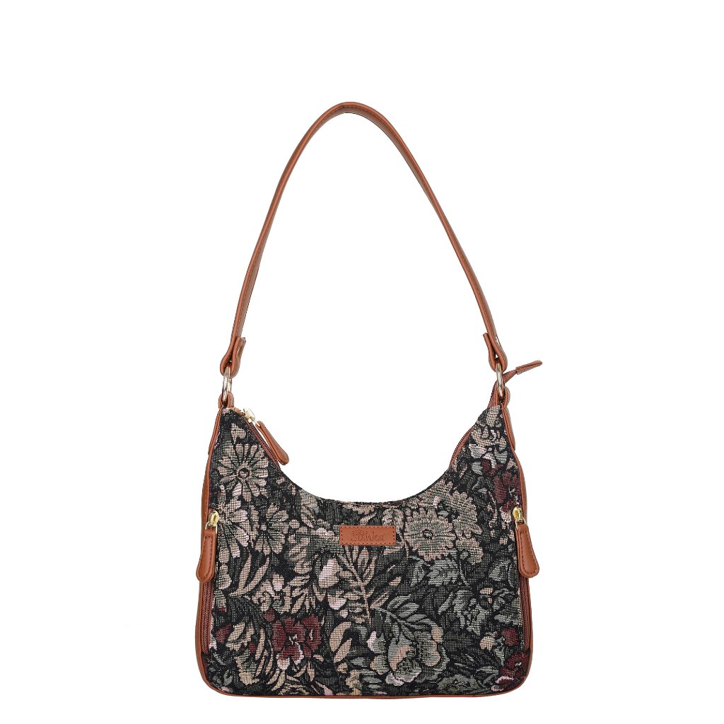 Womens Vintage Tapestry Hobo Shoulder Bag | Vegan Leather Sling With Top Handle